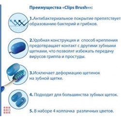 Антибактериальные колпачки для зубных щеток "Clips Brush" 4 шт
