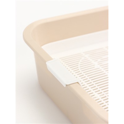 Туалет Мур-мяу для кошек, с сеткой, 33×25×7 см, бежевая