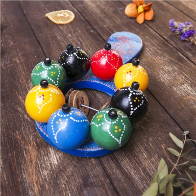 Сувенирный музыкальный инструмент «Маракас с шариками и пластинами», радужный, 25×13×5 см, МИКС