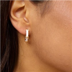 Серьги ювелирная бижутерия коллекция "Дубай", покрытие: позолота, вставка: керамика, цвет: белый, арт.214.438