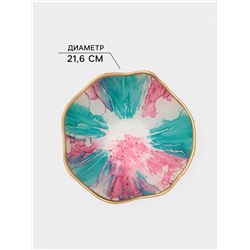 Салатник Доляна Magro, 1.45 л, d=21.6 см, стекло, бирюзово-розовый