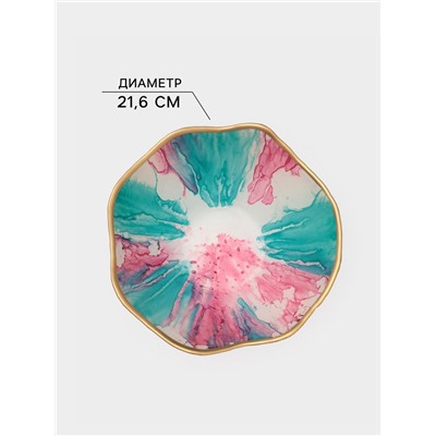 Салатник Доляна Magro, 1.45 л, d=21.6 см, стекло, бирюзово-розовый