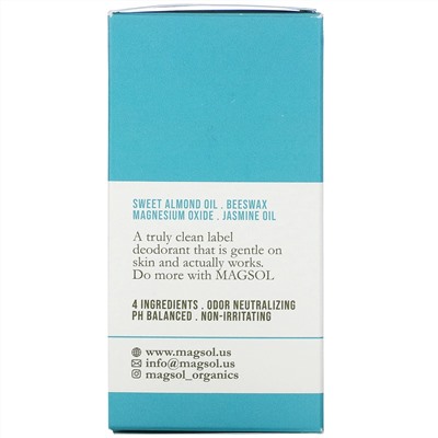 Magsol, Magnesium Deodorant, Jasmine, 3.2 oz (95 g)