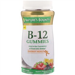 Nature's Bounty, Витамин B-12 в жевательных таблетках, со вкусом малины, ягодного сбора и апельсина, 90 жевательных таблеток