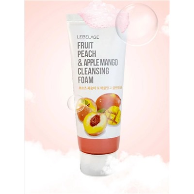 LEBELAGE - ПЕНКА ДЛЯ УМЫВАНИЯ С ЭКСТРАКТАМИ ПЕРСИКА И МАНГО FRUIT PEACH & APPLE MANGO CLEANSING FOAM, 100 ML