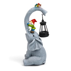 Садовая фигура из полистоуна «Слоник с гномами», 27×10×12 см, с подсветкой