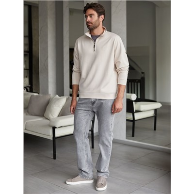 Свитшот с воротом стойкой на молнии из эластичного футера двухнитки