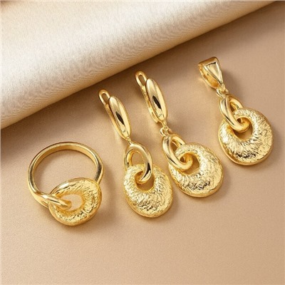 Комплект ювелирной бижутерии Итальянское золото (покрытие желтое 14к) серьги, кулон и кольцо 18 р, арт.217.403-18