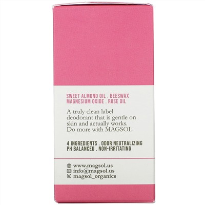 Magsol, Magnesium Deodorant, Rose,  3.2 oz (95 g)