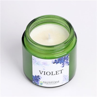 Свеча в банке Spring Flowers. Violet, из соевого воска, 25 ч, 120 мл, фиалка