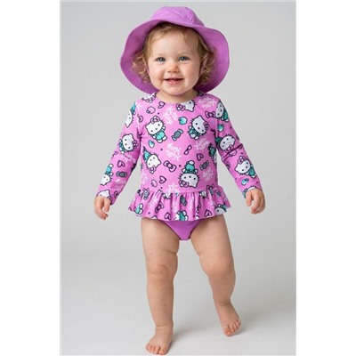 Комплект детский для девочек: плавательный костюм трикотажный, панама текстильная PLAYTODAY, 1243978