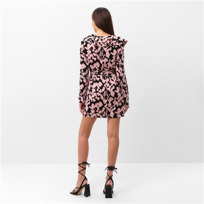 Платье мини женское с воланом MIST, размер 48, розовое