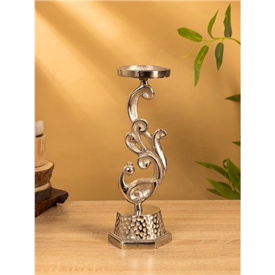 Подсвечник «Жар-птица», 11×11×30 см, алюминий, серебристый