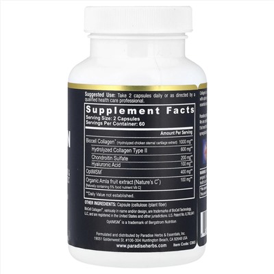 Paradise Herbs, Collagen Extreme® с коллагеном BioCell Collagen®, OptiMSM® и Nature's C®, 120 капсул