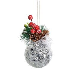 Ёлочный шар «Блеск рождества» новогодний, полосы, 8×13.5 см, серебро