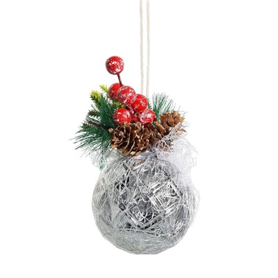 Ёлочный шар «Блеск рождества» новогодний, полосы, 8×13.5 см, серебро