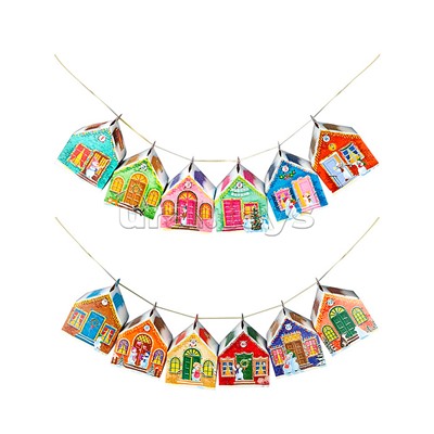 Адвент- календарь, набор складных коробок "Снежная деревня"