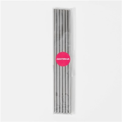 Набор металлических трубочек Straws, 6 шт., 21 см, сталь 304