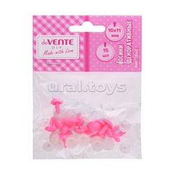 Носики декоративные пластиковые, винтовые с фиксатором, 15шт, 10x11 мм, розовые в пластиковом пакете с блистерным подвесом