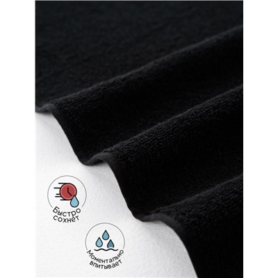 Полотенце махровое банное большое Софатекс 70 * 140 для ванной и бани bs (Черный)