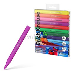 Маркеры акриловые с наконечником кистью 12 цветов (в ПЭТ-боксе с европодвесом 12 шт)