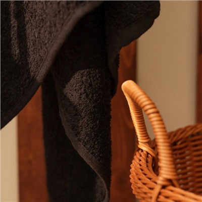 Полотенце махровое «Этель. Терри», 70×140 см, хлопок 100%, чёрное