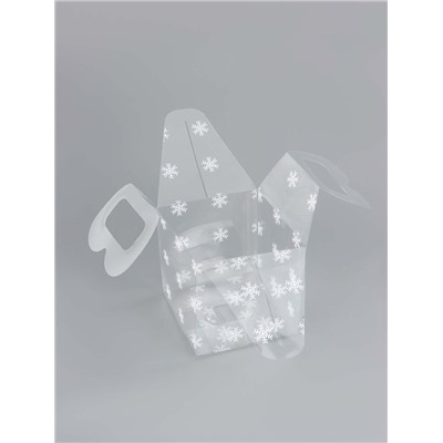 Коробка подарочная новогодняя складная ПВХ «Снежинки» 11×11×11 см