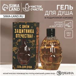 Гель для душа «С Днём защитника Отечества», 250 мл, аромат парфюма, HARD LINE