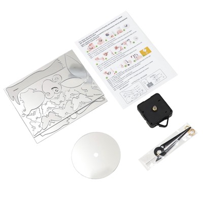 Часы настенные интерьерные, детские, 3d "Фея с бабочками", наклейка, большие, 60 х 60 см