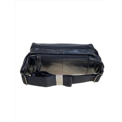 Сумка мужская на пояс из натуральной кожи, цвет черный