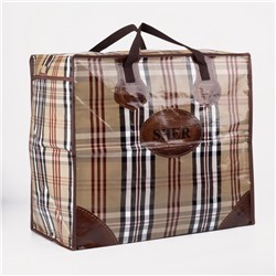 Сумка хозяйственная SHER на молнии, 73 л, 53×29×48 см, бежевая/коричневая
