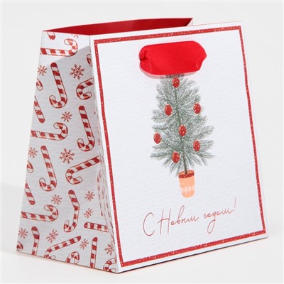 Пакет подарочный новогодний ламинированный квадратный «Новогодние сладости», 14×14×9 см