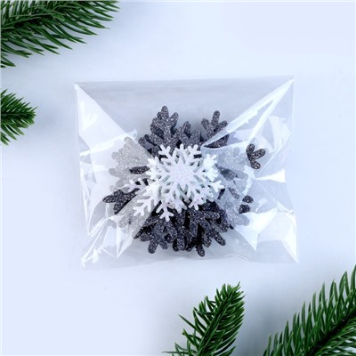 Новогодний декор «Снежинки», набор 12 шт., серебро