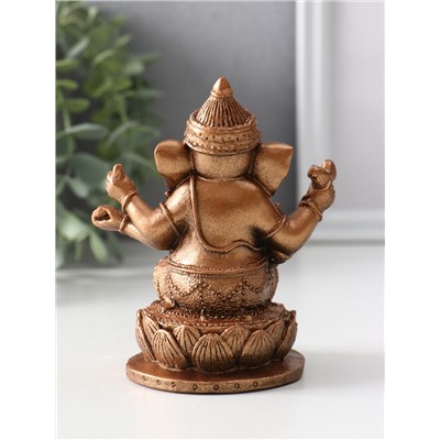 Фигурка гипс «Ганеша на лотосе», 10.5×9×8 см, бронза