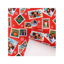 Бумага упаковочная «Новый год» 70×100 см, Чебурашка