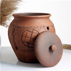 Банка для хранения лука Кунгурская керамика «Орнамент», 5 л, с отверстиями для вентиляции, молочение, коричневая