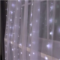 Гирлянда занавес "Роса" 3х2 м, белое свечение ,8 режимов ,10 нитей, прозрачный провод.