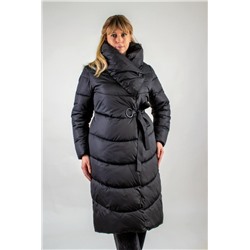 Стеганое пальто с бантом арт.817 (Черный)