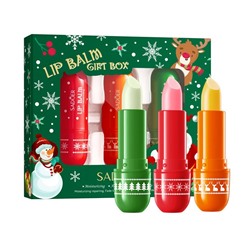 Набор бальзамов для губ Новогодний SADOER, 3 штуки.