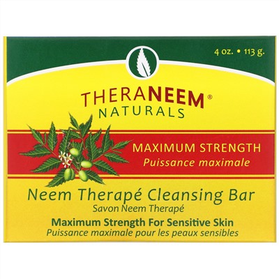 Organix South, TheraNeem Organix, Neem Therapy Cleansing Bar, Maximum Strength, 4 oz (113 g)