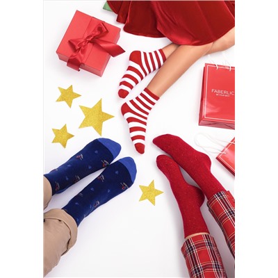 Детские хлопковые носки с принтом, красный/ белый