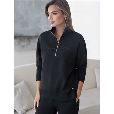 Джемпер с воротом на молнии из футера двухнитки с эластаном