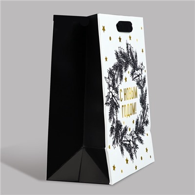 Пакет подарочный новогодний ламинированный «С Новым годом», MS 23×18×10 см