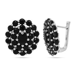 Серьги из серебра сапфир корунд, Пион