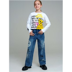 Брюки текстильные джинсовые утепленные для девочек