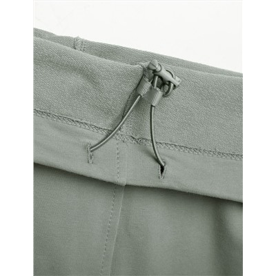 Брюки прямые на резинке из футера двухнитки с эластаном с затяжкой по низу