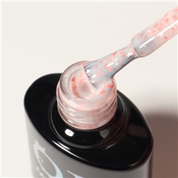 Гель лак для ногтей, молочный, с поталью, трехфазный, 8 мл, LED/UV, белый, оранжевый (09)