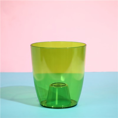 Горшок для орхидей, 2 л, 14.8×16.2 см, круглый, пластиковый, прозрачно-зелёный