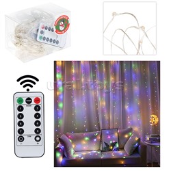 Электрогирлянда-занавес Роса, 3*3м, 300 ламп, USB, пульт, цветная
