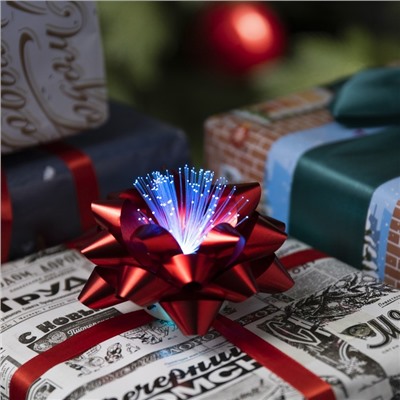 Светодиодная игрушка «Бант-звезда» 10 см, от батареек LR44×3, свечение мульти, красная